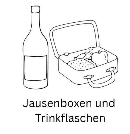 Jausenboxen und Trinkflaschen