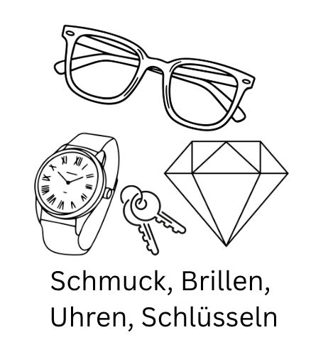 Schmuck, Brillen, Uhren, Schlüsseln