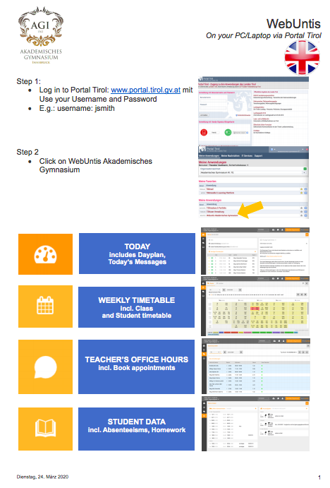 WebUntis per PC/Laptop - Instructions
