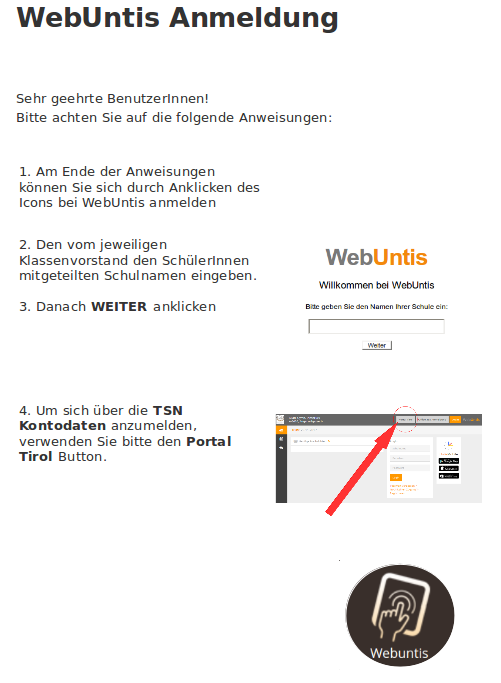 WebUntis Anmeldung 1 Page