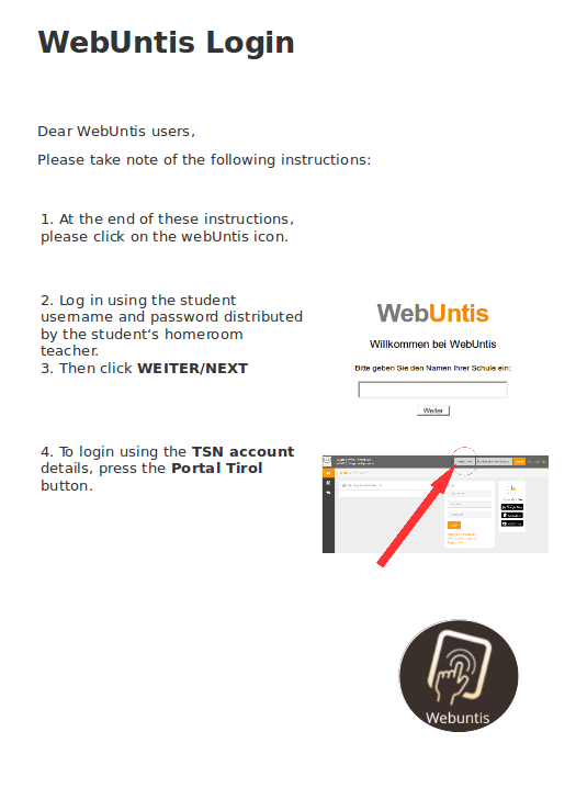 WebUntis Login Instructions